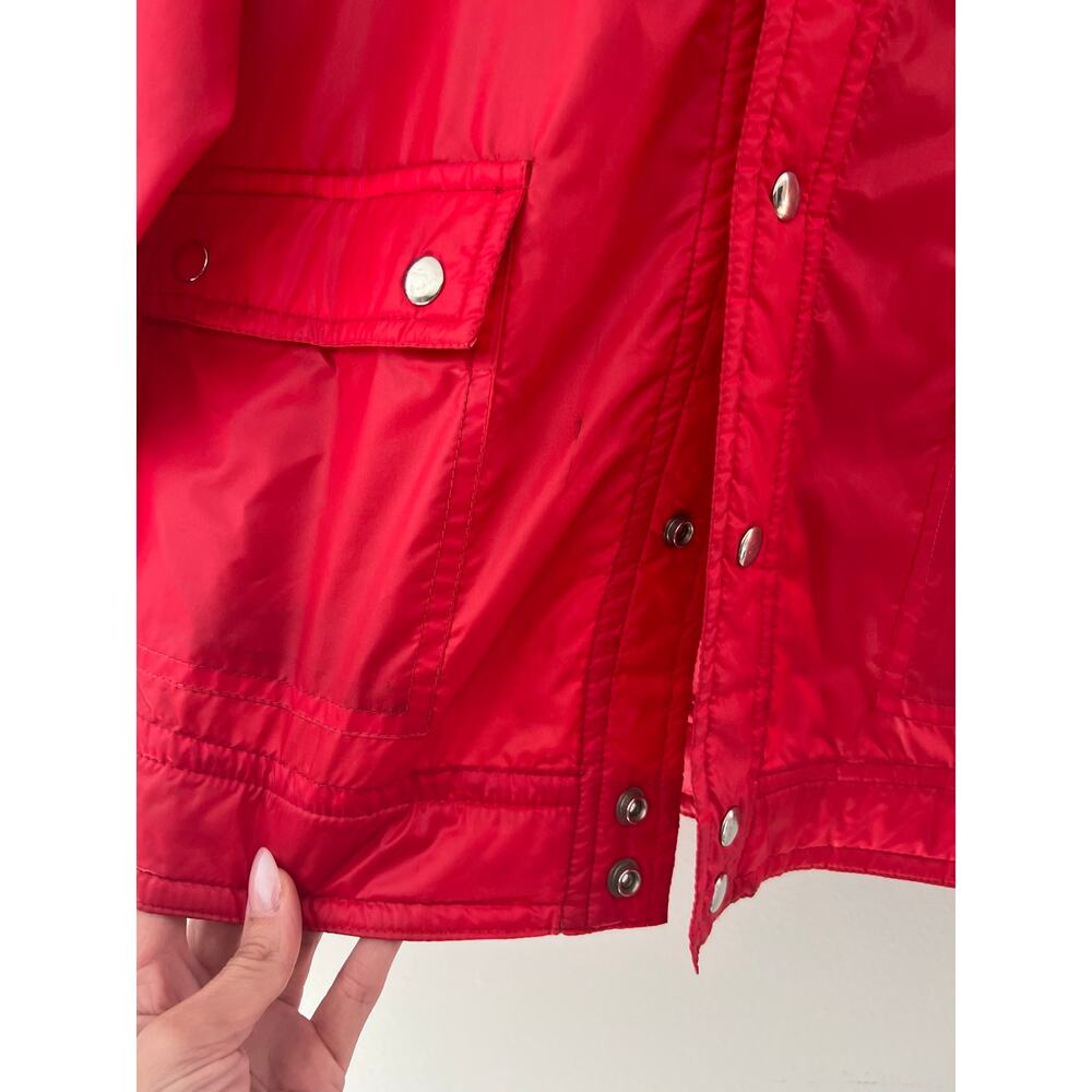 1970s Vintage Sportcastor Button Down Utility Rain Jacket True Red XL JL - Picture 5 of 11